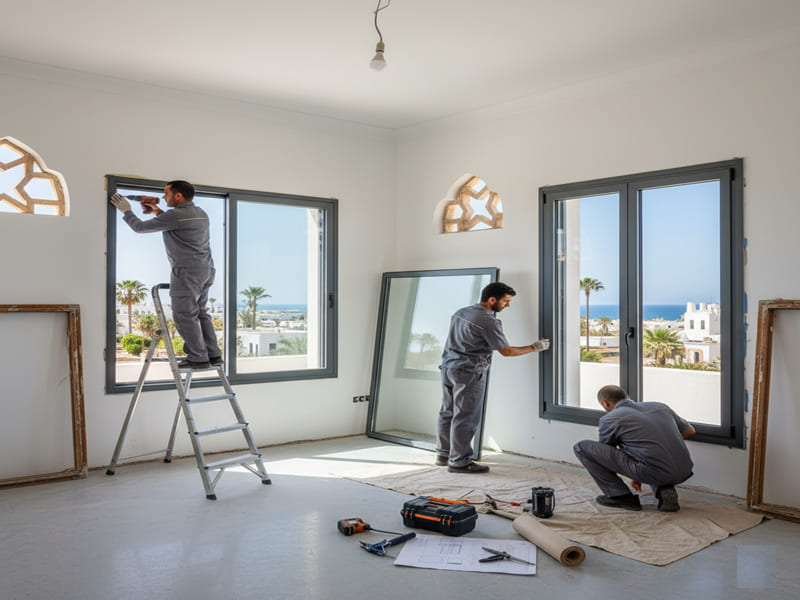 Pose de fenêtres en aluminium