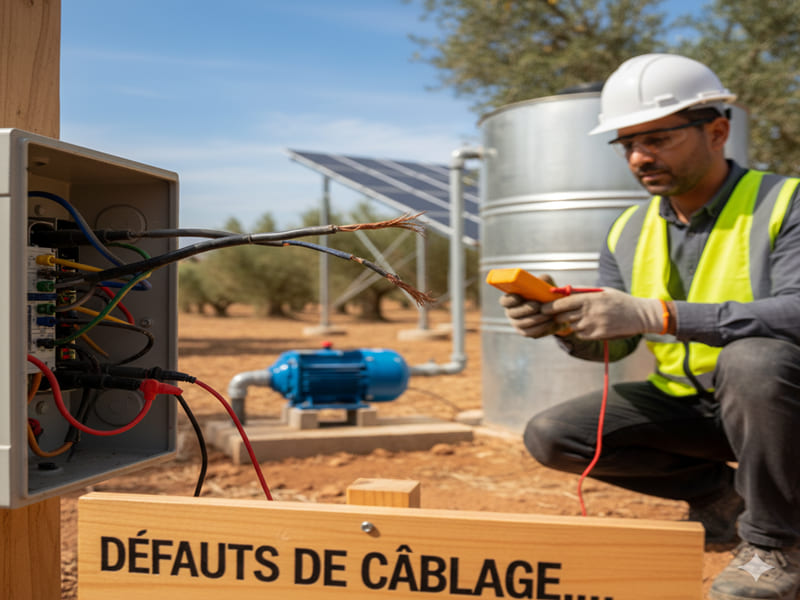 Défauts de câblage pour pompe solaire en Tunisie