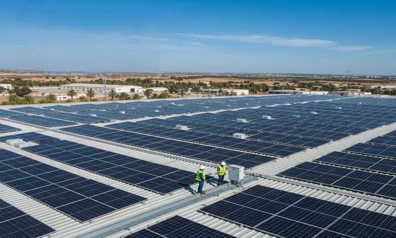 Installations solaires en toiture industrielle Tunisie