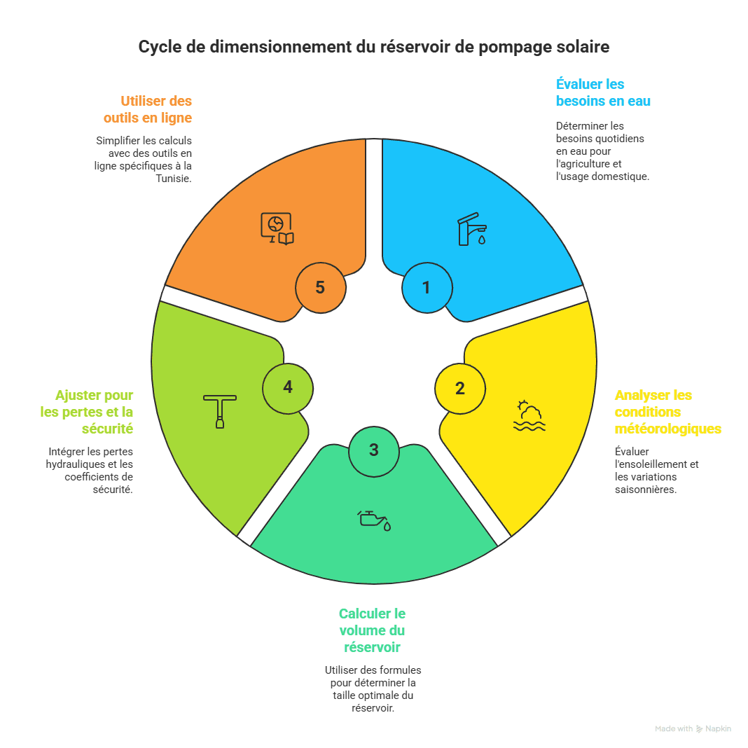 dimensionnement réservoir pompage solaire en Tunisie