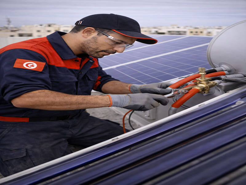 Combinaison de panneaux solaires et chauffe-eau