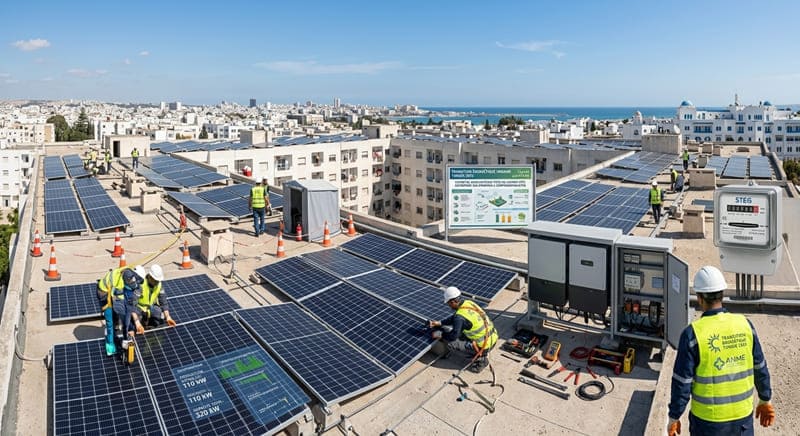 Panneaux solaires sur immeuble Tunisie loi et modèles