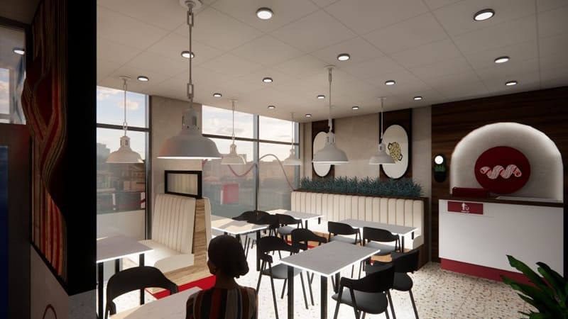 Topla - Salle client terrazzo