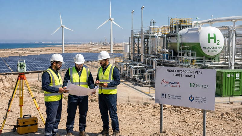 Hydrogène vert en Tunisie : que prévoient les projets Acwa Power, H2 Notos et Gabès ?
