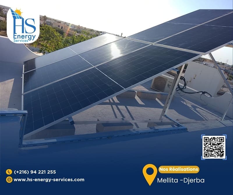 Panneaux photovoltaïques installés à Mellita Djerba